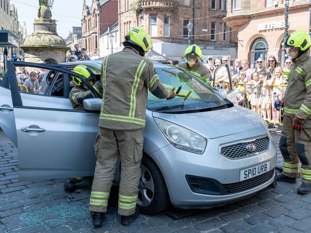 A demonstration of the Falkirk Amber Watch firefighters in action.