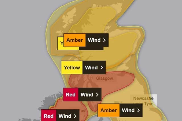 The whole country is covered by weather warnings today for Storm Eowyn. Pic: Met Office