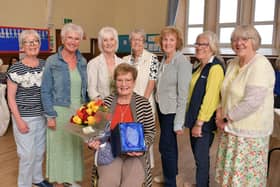 Members of Polmont Age Concern Wednesday Club committee with Betty Glen. Pic: Michael Gillen