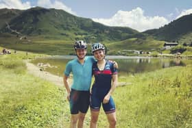 Rab Wardell and Katie Archibald cycling together. Taken from Rob Wardell Instagram