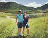 Rab Wardell and Katie Archibald cycling together. Taken from Rob Wardell Instagram
