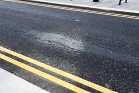 The damaged road surface can clearly be seen.  Pic: Michael Gillen