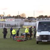 Adam McCracken was unconscious for a period and was taken to hospital as a precaution before the match was abandoned