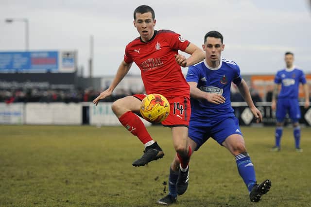 Cove Rangers hosting Falkirk during their only previous competitive encounter, a Scottish Cup fifth-round game in February 2018 (Photo: Michael Gillen)