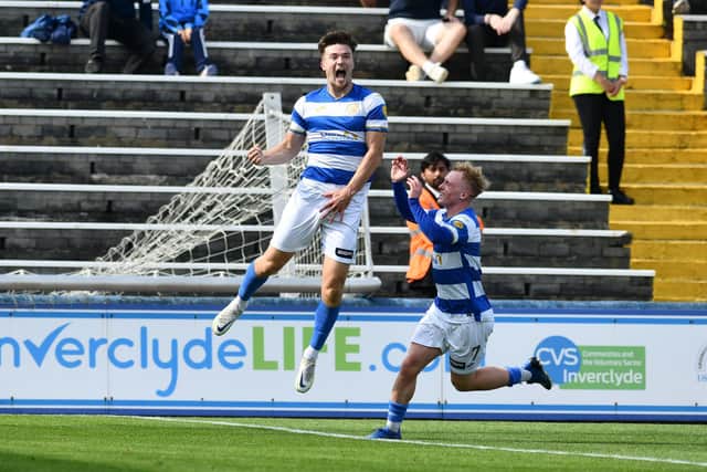Morgan Boyes (left) fired Morton into the lead against Falkirk (Photo: Michael Gillen)