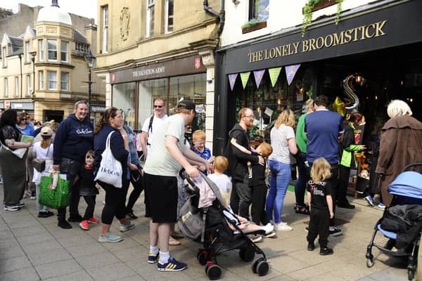 Queues formed outside on Saturday as The Lonely Broomstick marked its second anniversary in the town.  (Pic: Alan Murray)