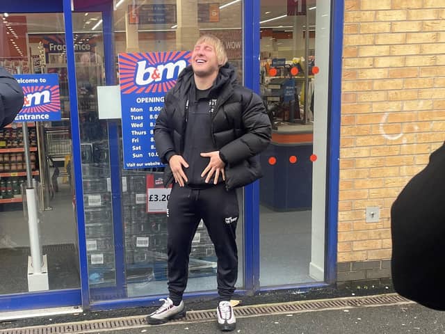 UFC cage fighter Paddy 'The Baddy' Pimblett promotes the new drink at a B&M store in Liverpool