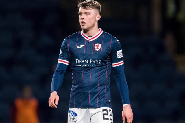 Ethan Ross in action for Raith Rovers versus Hamilton at Stark's Park in Kirkcaldy in April 2023 (Photo by Ross Parker/SNS Group)