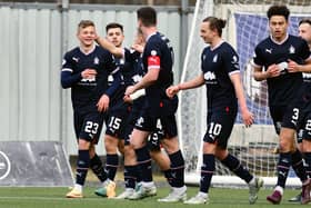 Falkirk's Max Kucheriavyi celebrates his first goal for the club since joining on loan from St Johnstone (Pictures by Michael Gillen)