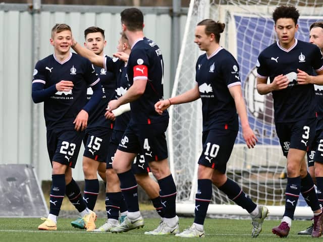 Falkirk's Max Kucheriavyi celebrates his first goal for the club since joining on loan from St Johnstone (Pictures by Michael Gillen)