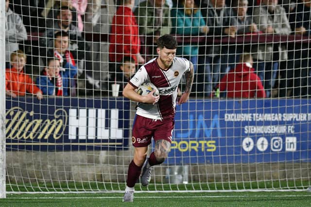 Matty Aitken slammed home from the spot to make it 3-1 to hand the Warriors hope (Pics by Michael Gillen)