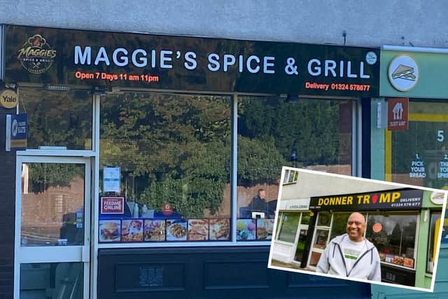 The new signs for Maggie's Spice and Grill have replaced the 'Donner Trump' sign Mohammed Aslam put up back in May  (Picture: Submitted)