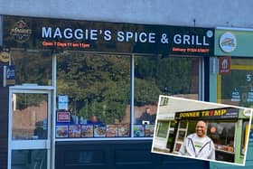 The new signs for Maggie's Spice and Grill have replaced the 'Donner Trump' sign Mohammed Aslam put up back in May  (Picture: Submitted)