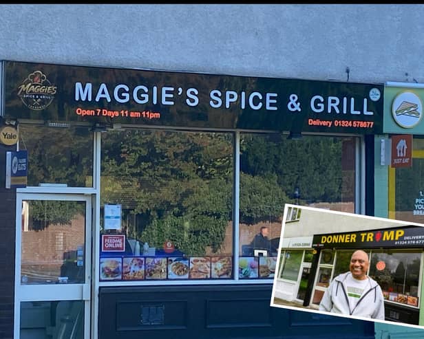 The new signs for Maggie's Spice and Grill have replaced the 'Donner Trump' sign Mohammed Aslam put up back in May  (Picture: Submitted)