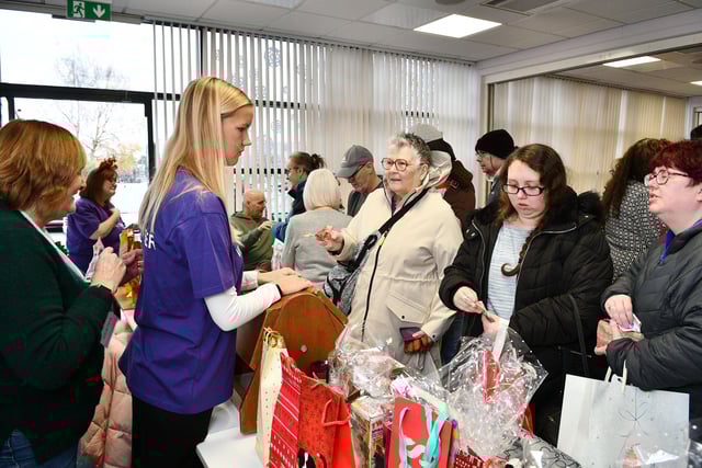 Lots of shoppers keen to support the charity.