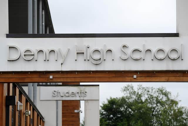 Pupils waiting on buses to take them to Denny High School last week were left at bus stops for over 90 minutes