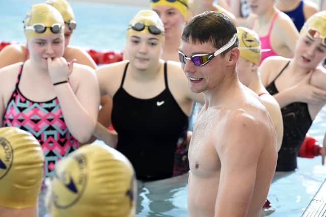 Scotland’s most decorated Olympian – and former Grangemouth ASC member – Duncan Scott delivered a special coaching session last weekend (Pictures by Alan Murray)