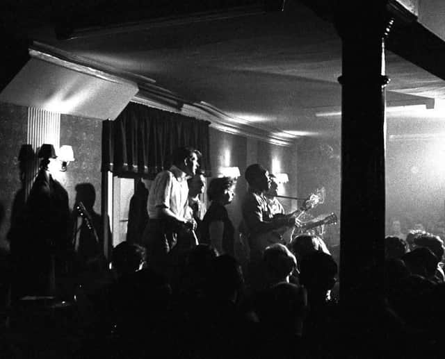 The Liverpool Spinners in folk club action.