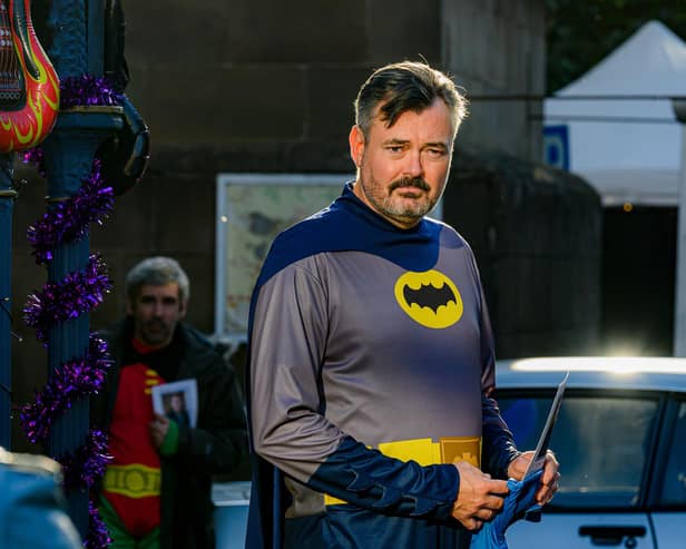 Edinburgh's Grant Stott as Sam Spiller as Batman in River City