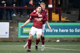 02-01-2022. Picture Michael Gillen. FALKIRK. One year and 284 days of UK wide coronavirus restriction measures. STENHOUSEMUIR. Ochilview Park. Stenhousemuir FC v Stirling Albion FC. Season 2021 - 2022. Matchday 19. SPFL cinch League Two. Stenhousemuir goal Thomas Orr 9.
