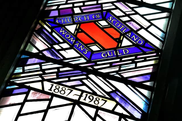 One of the stained glass windows in Grahamston United Church which was installed to mark the 125th anniversary of the Guild