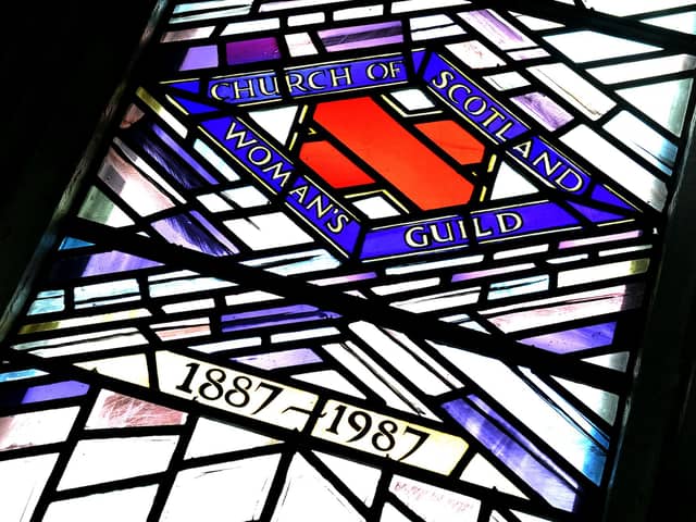 One of the stained glass windows in Grahamston United Church which was installed to mark the 125th anniversary of the Guild