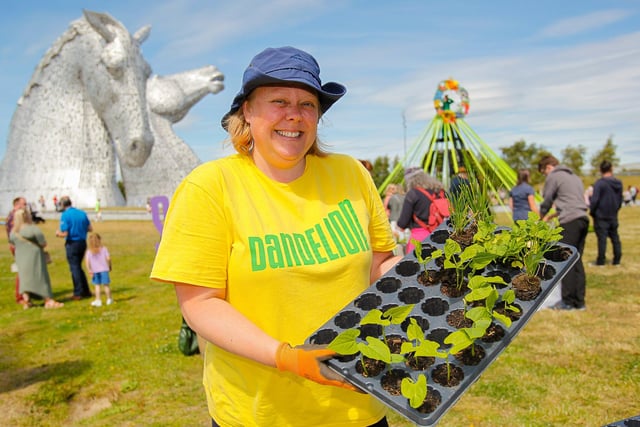 Nicola, of Dandelion, with some of the plants being given away at the weekend as people were encouraged to grow their own.
