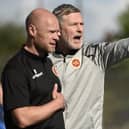 Stenny boss Gary Naysmith (right) and assistant Brown Ferguson oversee 5-0 win (Pics Alan Murray)