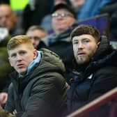 04-01-2025. Picture Michael Gillen. STENHOUSEMUIR. Ochilview Park. Stenhousemuir FC v Annan Athletic FC. Season 2024 - 2025. Matchday 20. SPFL William Hill League One. Nicky Jamieson and Matty Aitken.