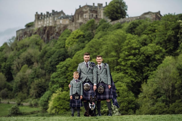 When you marry close to Stirling Castle then you have to have it as a backdrop when capturing memories of the big day. Fraser Sprott, 28, originally from Livingston, and Greg Cuthbert, from Doune were married at the Golden Lion Hotel on May 14. The ceremony should have taken place in 2020 but like so many was delayed due to the pandemic. The couple now live in Stirling and were joined for on their big day by family and friends, including Fraser’s son, Fynlay, six, and their fur baby Odin. Pic: Cameron Carstairs Photography