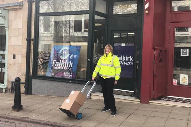 Falkirk Delivers has been supporting businesses starting to reopen by handing out hand sanitiser