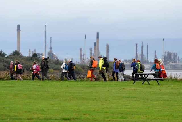 The walkers travelled from Bo'ness to Falkirk on Tuesday.  Pic: Michael Gillen