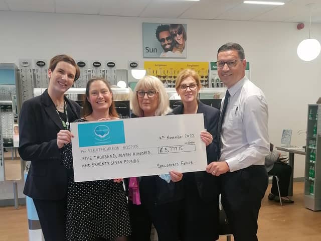 Specsavers staff in Falkirk took part in the Kiltwalk to raise funds for Strathcarron Hospice