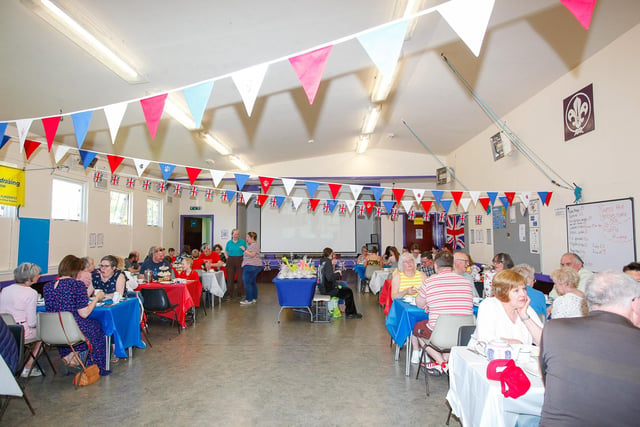 The Scout hall was turned into a setting for the Jubilee afternoon tea