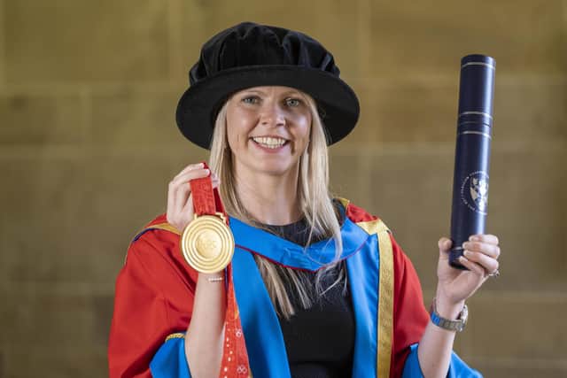 Vicky Wright MBE, Doctor of Science (DSc) has been recognised for her outstanding contribution to public wellbeing through her work at the front line of nursing and her recent success in the Olympic Games. - Glasgow Caledonian University, July 7, 2022