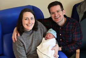 Kirsty Crowe and husband Hugh Macgregor welcomed their son Lewis into the world at the Princess Royal Maternity Hospital in Glasgow at 12.06 am on January 1, 2024.  (Pic: John Devlin)
