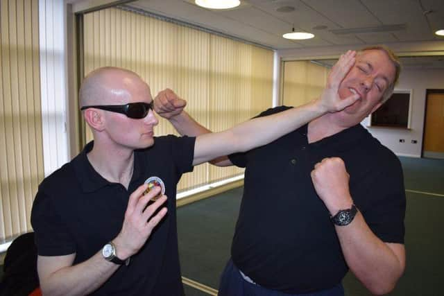 David in action during one of his self-defence classes