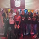 The team from ILS at The Cottage with DJ Scooby along with Michelle, Lynne and Aileen from Stenhousemuir Cricket Club. Pic: Contributed