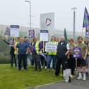 Unison and EIS-FELA members picketing outside the Falkirk campus of Forth Valley College last Thursday.  (Pic: Michael Gillen)