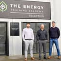 Course: Andrew Lamond (l) with Mark Glasgow and Barry Sharp.