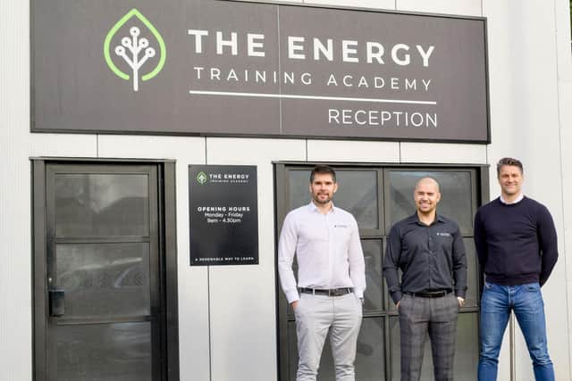 Course: Andrew Lamond (l) with Mark Glasgow and Barry Sharp.