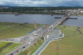 The temporary bridge that will carry traffic during the demolition and reconstruction of the Kincardine Bridge’s substandard southern piled viaduct. Pic: Contributed
