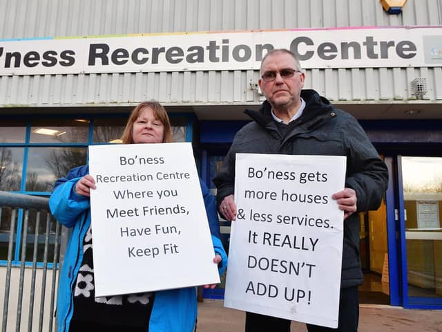 Councillors Ann Ritchie and David Aitchison backed the campaign to safeguard the sports centre. Pic; Michael Gillen