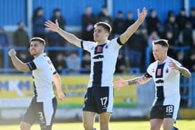 21-10-2023. Picture Michael Gillen. STIRLING. Forthbank Stadium. Stirling Albion v Falkirk FC. Season 2023 - 2024. Matchday 10. SPFL cinch League One. Goal Falkirk, Ross MacIver 17.