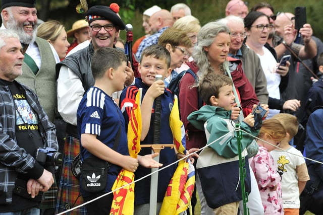 A large crowd gathered in Callendar Park close to the Battle of Falkirk commemorative cairn