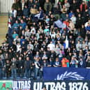 Falkirk fans in the Kevin McAllister Stand during Saturday's 1-0 win over Queen of the South (Photo: Michael Gillen)