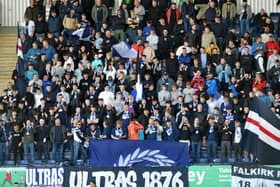 Falkirk fans in the Kevin McAllister Stand during Saturday's 1-0 win over Queen of the South (Photo: Michael Gillen)