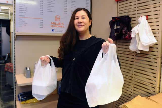 Lesley McKenzie, owner of Millie's Munchies in Dennyloanhead which is part of a takeaway alliance set up to keep children fed during lockdown. Picture: Michael Gillen.