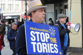 The protest was one of more than 30 events taking place in Britain – plus two in Spain – on what was dubbed a “Day for Rejoin”. Pictured here is Steve Bray.