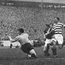 Doug Moran scores the cup winning goal in extra time for Falkirk in 1957.